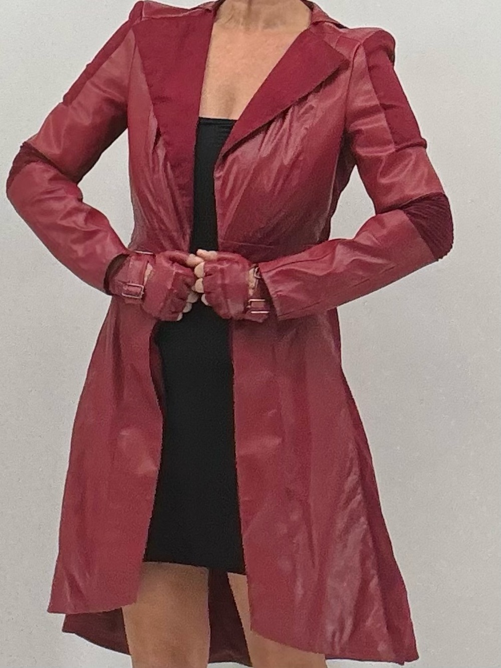 Cosplay.fm Halloween Heroine Anime Goth Cyberpunk Marvel Red Gloves Coat - Picture 9 of 14